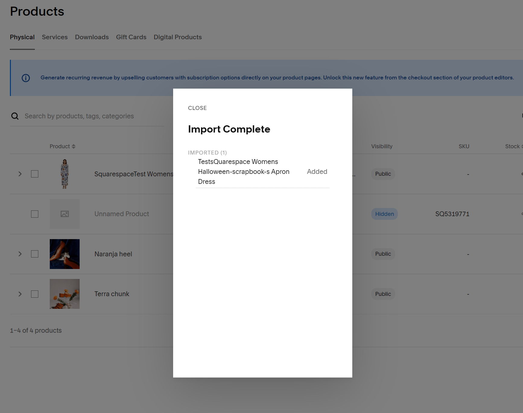 Export Products to Squarespace Step4